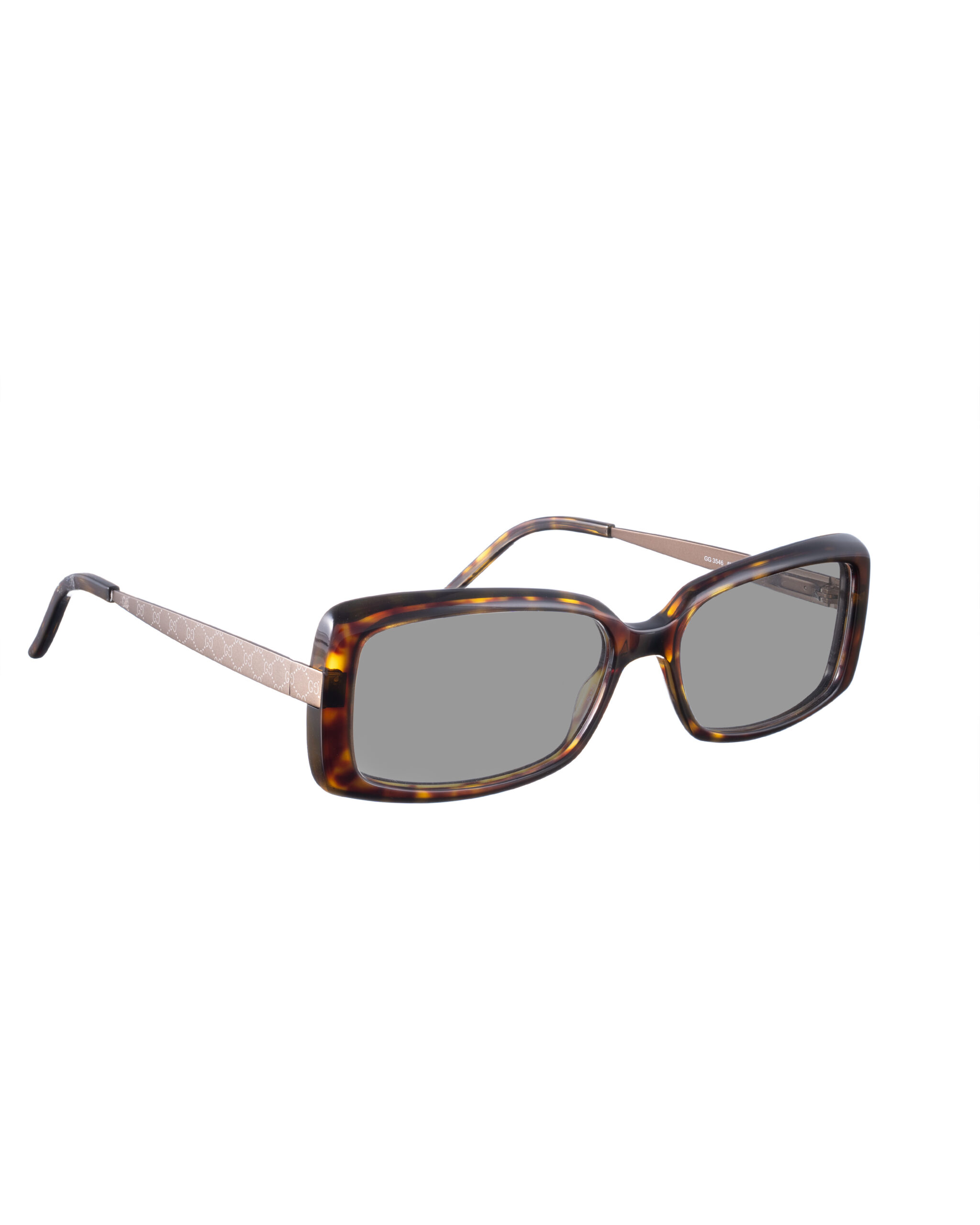 GG 3546 5M2 - 2 -5 Gucci 00s Havana Rectangular Monogram Sunglasses with Black Lenses - Image 1