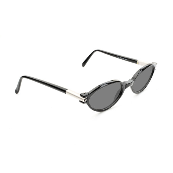 Gianfranco Ferre ’90s Black & Silver Signature Sunglasses with Black Lenses - Image 2