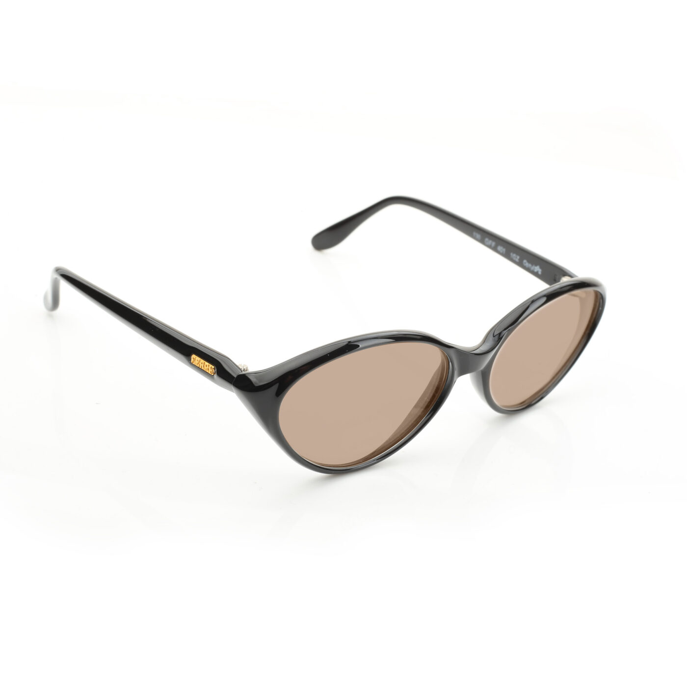 Gianfranco Ferre '90s Black & Gold Oval Sunglasses with Brown Lenses - Image 2