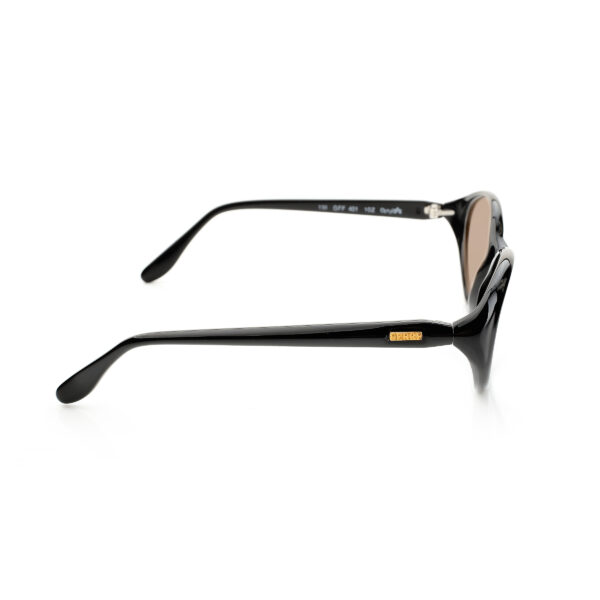 Gianfranco Ferre '90s Black & Gold Oval Sunglasses with Brown Lenses - Image 3