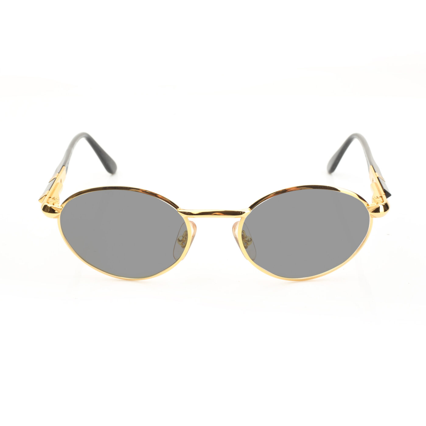 Gianfranco Ferre '90s Gold & Black Pyramidal Sunglasses with Black Lenses - Image 2