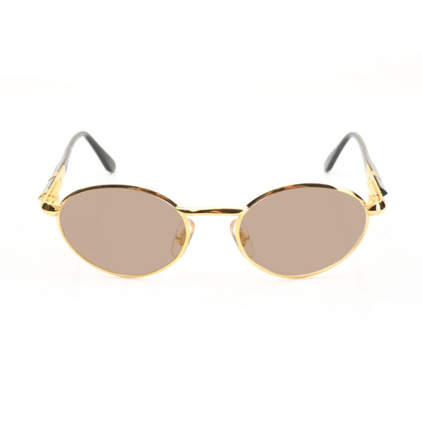 Gianfranco Ferre '90s Gold & Black Pyramidal Sunglasses with Brown Lenses - Image 2
