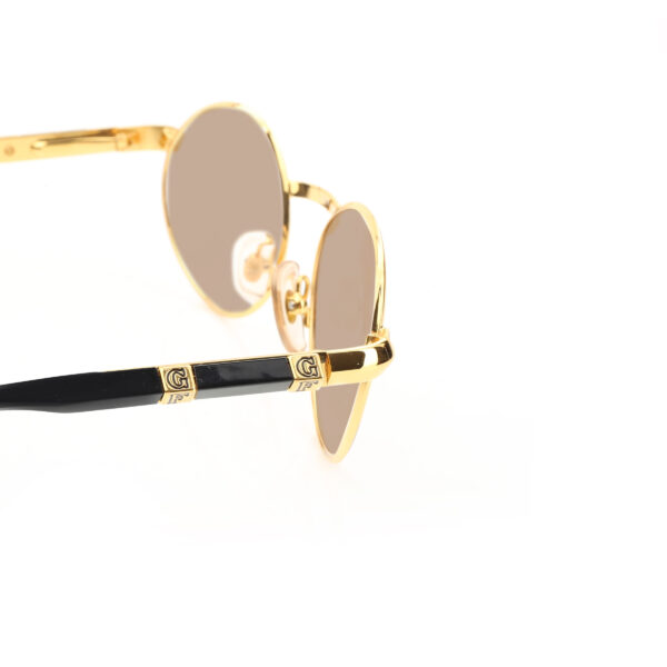 Gianfranco Ferre '90s Gold & Black Pyramidal Sunglasses with Brown Lenses - Image 3