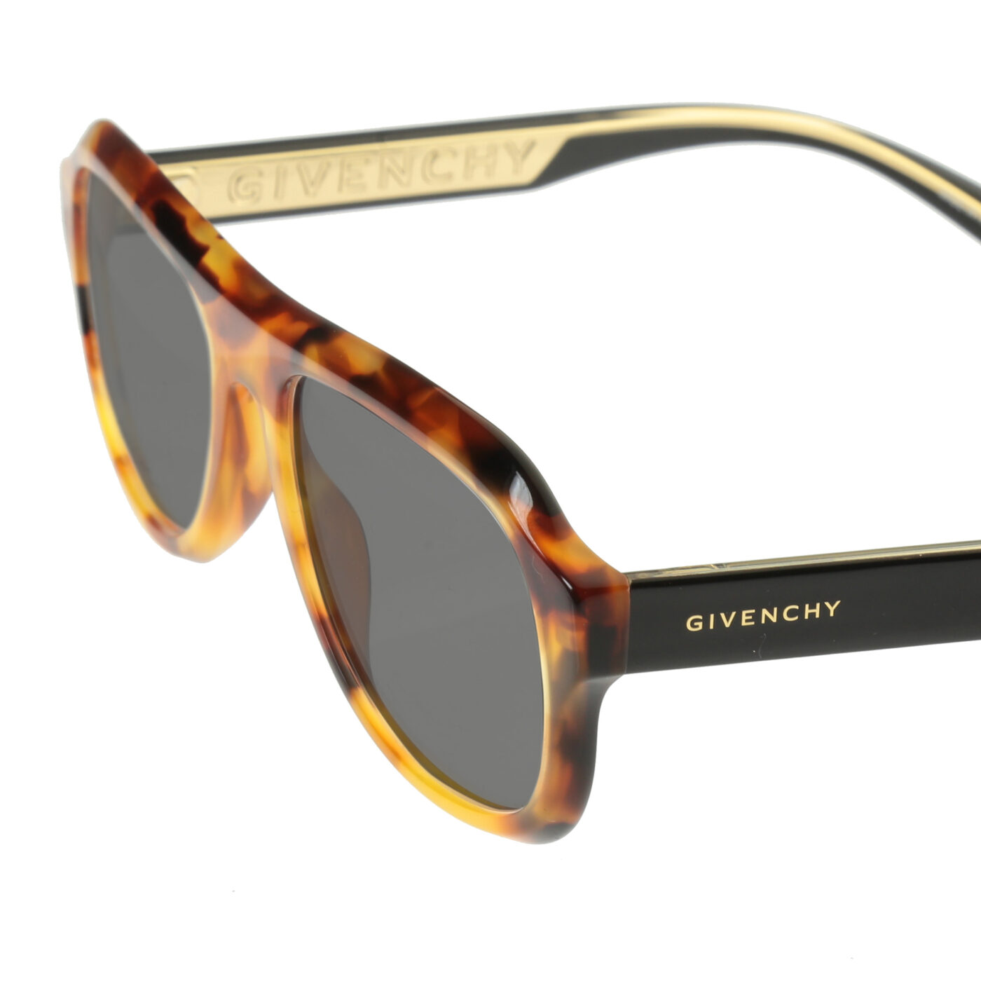 Givenchy Havana Brown Gold Pilot Frame Sunglasses GV 0124 with Black Lenses - Image 3