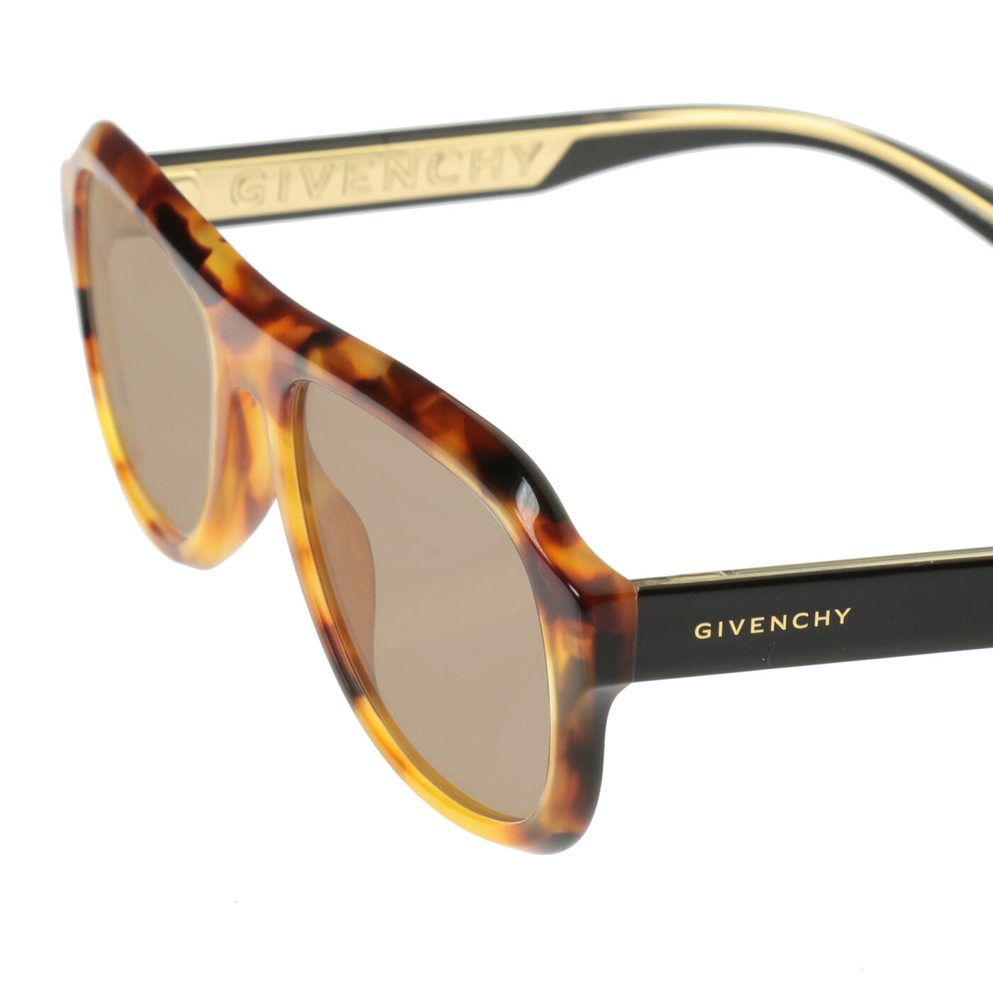 Givenchy Havana Brown Gold Pilot Frame Glasses GV 0124 with Brown Lenses - Image 3