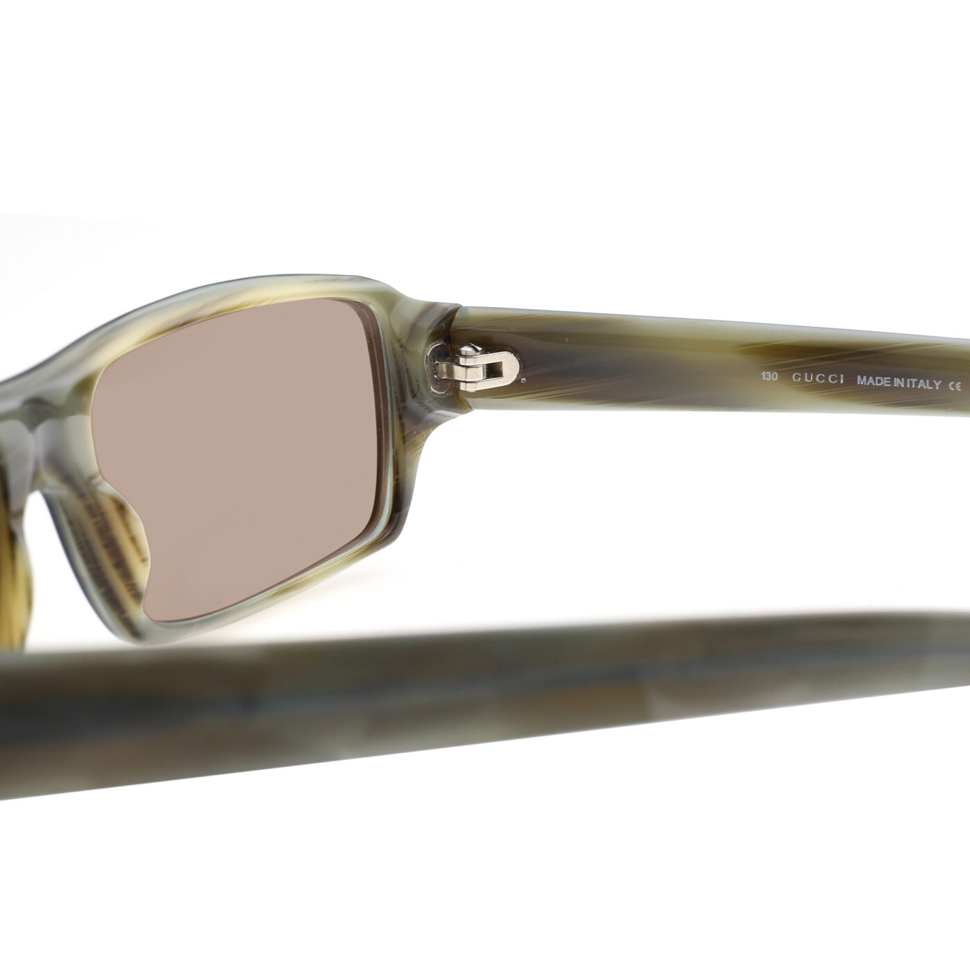 Gucci '00s Green Rectangular Frame Sunglasses with Brown Lenses - Image 3