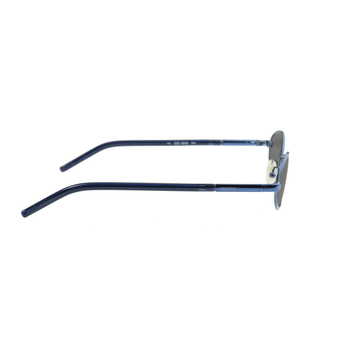 Gucci ’90s Blue Round Frame Sunglasses with Black Lenses - Image 3