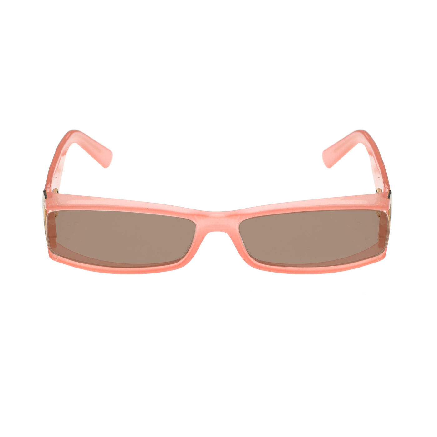 Gucci '00s Pink Monogram Rectangular Plastic Sunglasses with Brown Lenses - Image 2