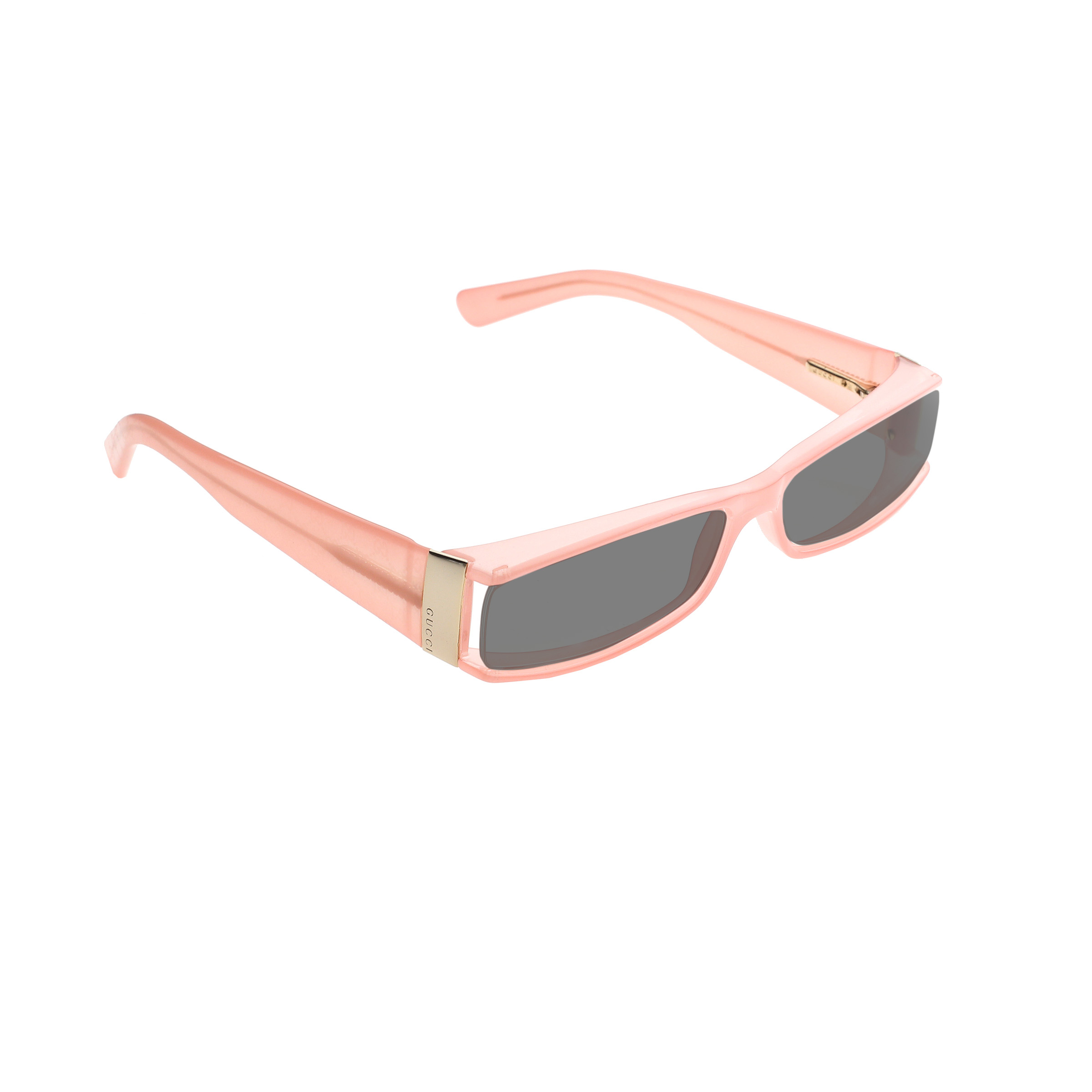 GUCCI - GG2580 (4) Gucci '00s Pink Monogram Rectangular Plastic Sunglasses with Black Lenses - Image 1