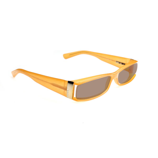 Gucci '00s Orange Monogram Rectangular Plastic Sunglasses with Brown Lenses
