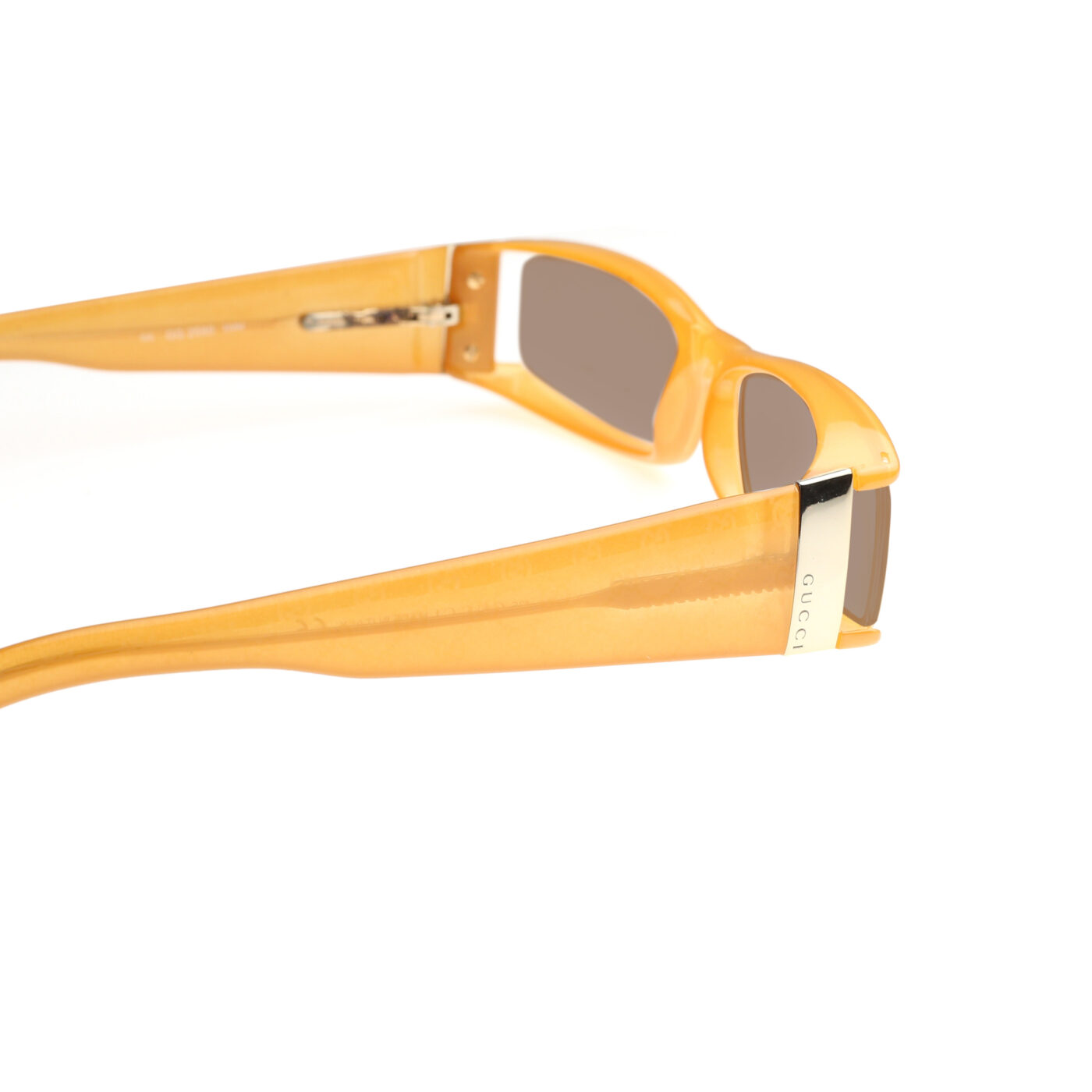 Gucci '00s Orange Monogram Rectangular Plastic Sunglasses with Brown Lenses - Image 3