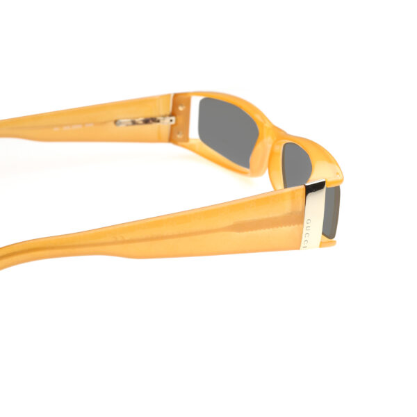 Gucci '00s Orange Monogram Rectangular Plastic Sunglasses with Black Lenses - Image 3