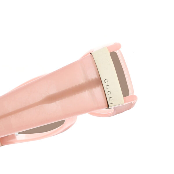 Gucci '00s Pink Monogram Rectangular Plastic Sunglasses with Brown Lenses - Image 3