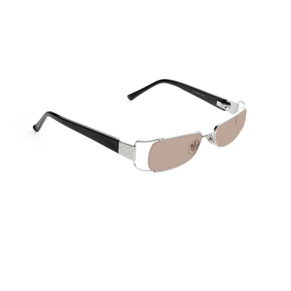 Gucci '00s Black & Silver Monogram Rectangular Sunglasses with Brown Lenses