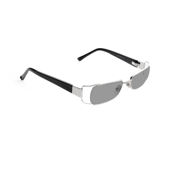 Gucci '00s Black & Silver Monogram Rectangular Sunglasses with Black Lenses