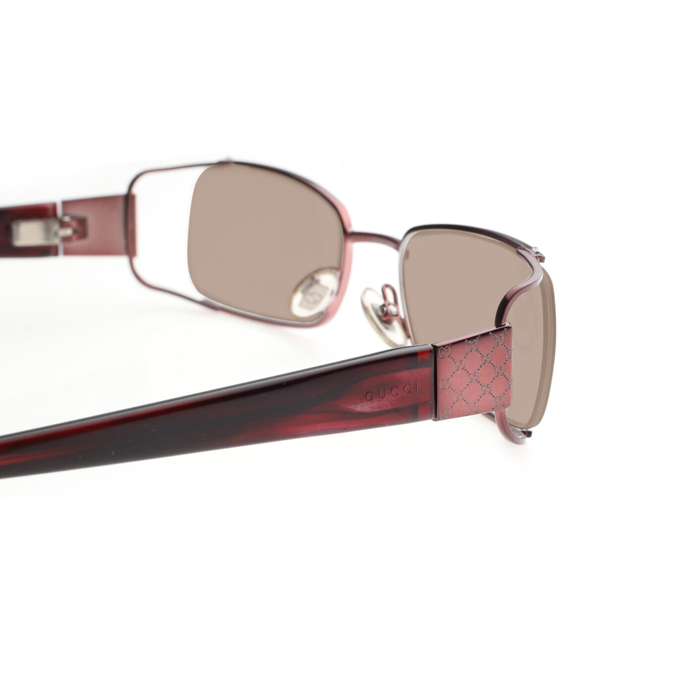 Gucci '00s Cherry Red Monogram Rectangular Sunglasses with Brown Lenses - Image 3