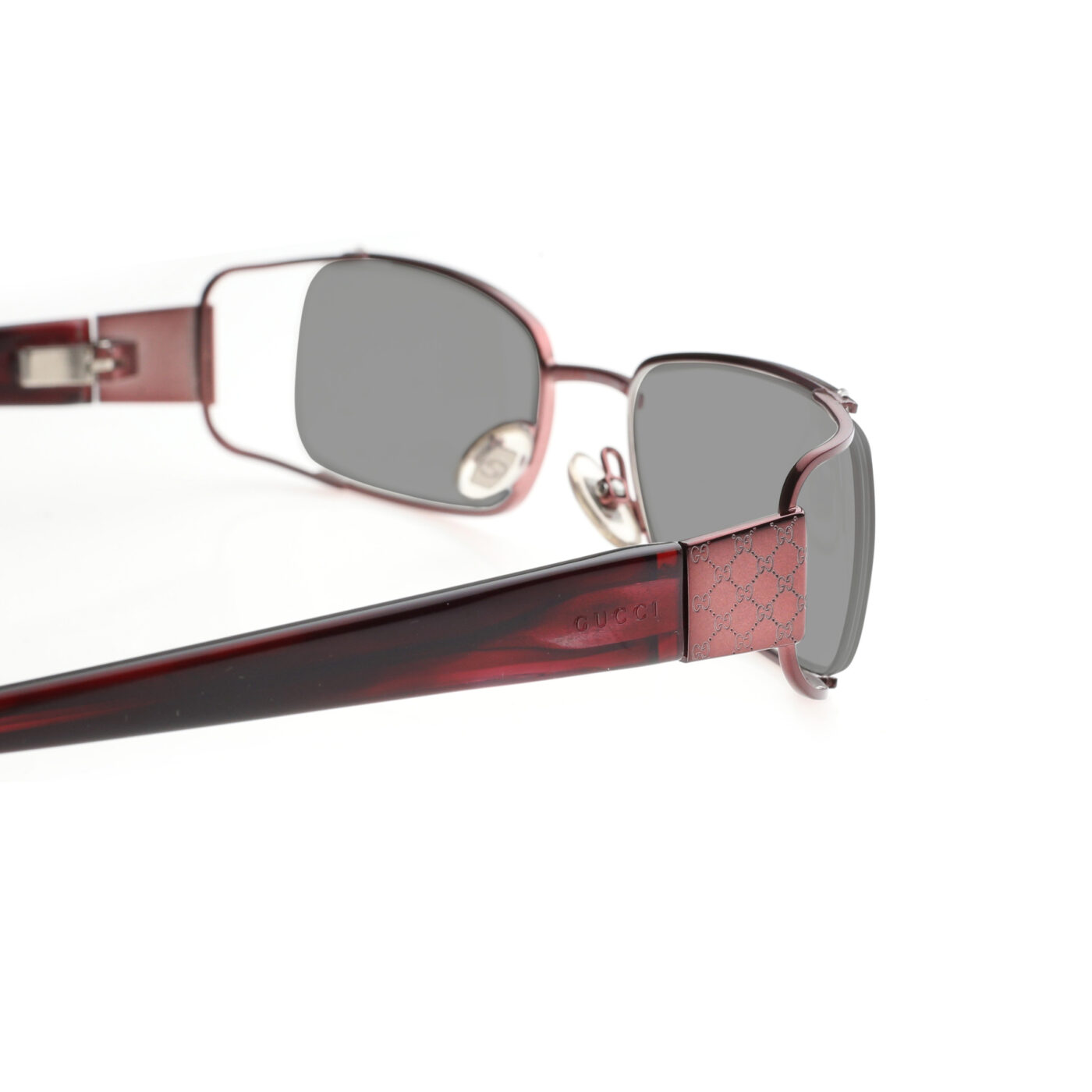 Gucci '00s Cherry Red Monogram Rectangular Sunglasses with Black Lenses - Image 3