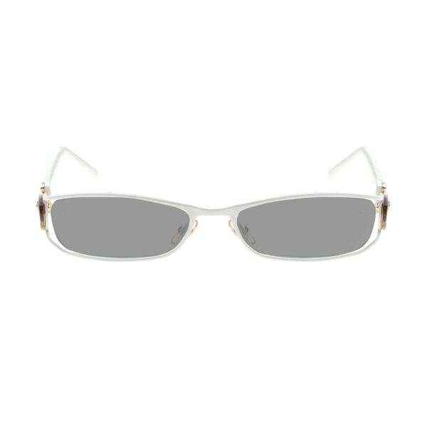 Gucci '00s White Wooden Horsebit Flat Sunglasses with Black Lenses - Image 2
