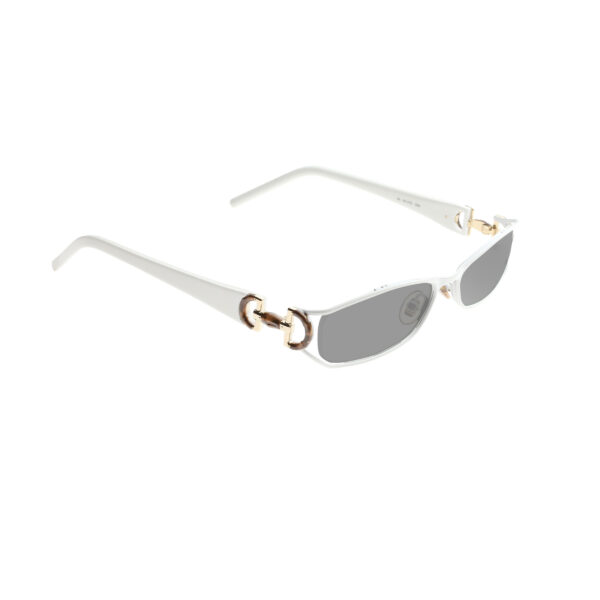 Gucci '00s White Wooden Horsebit Flat Sunglasses with Black Lenses
