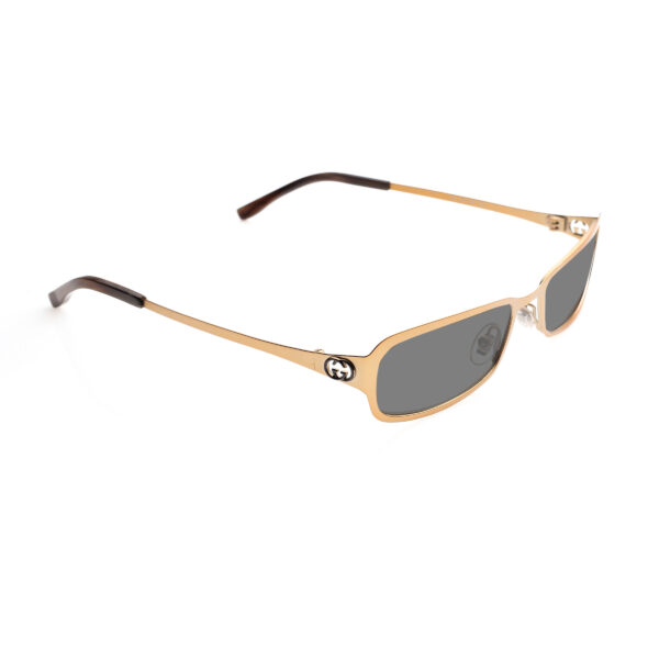 Gucci '90s Brown Gold Signature Metal Sunglasses with Black Lenses