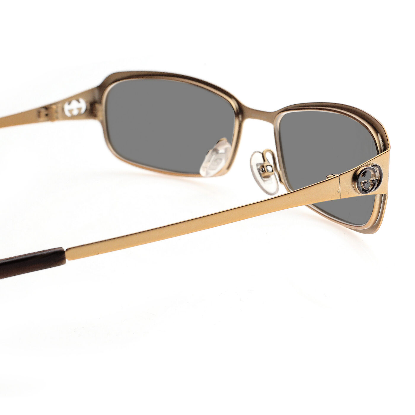 Gucci '90s Brown Gold Signature Metal Sunglasses with Black Lenses - Image 3