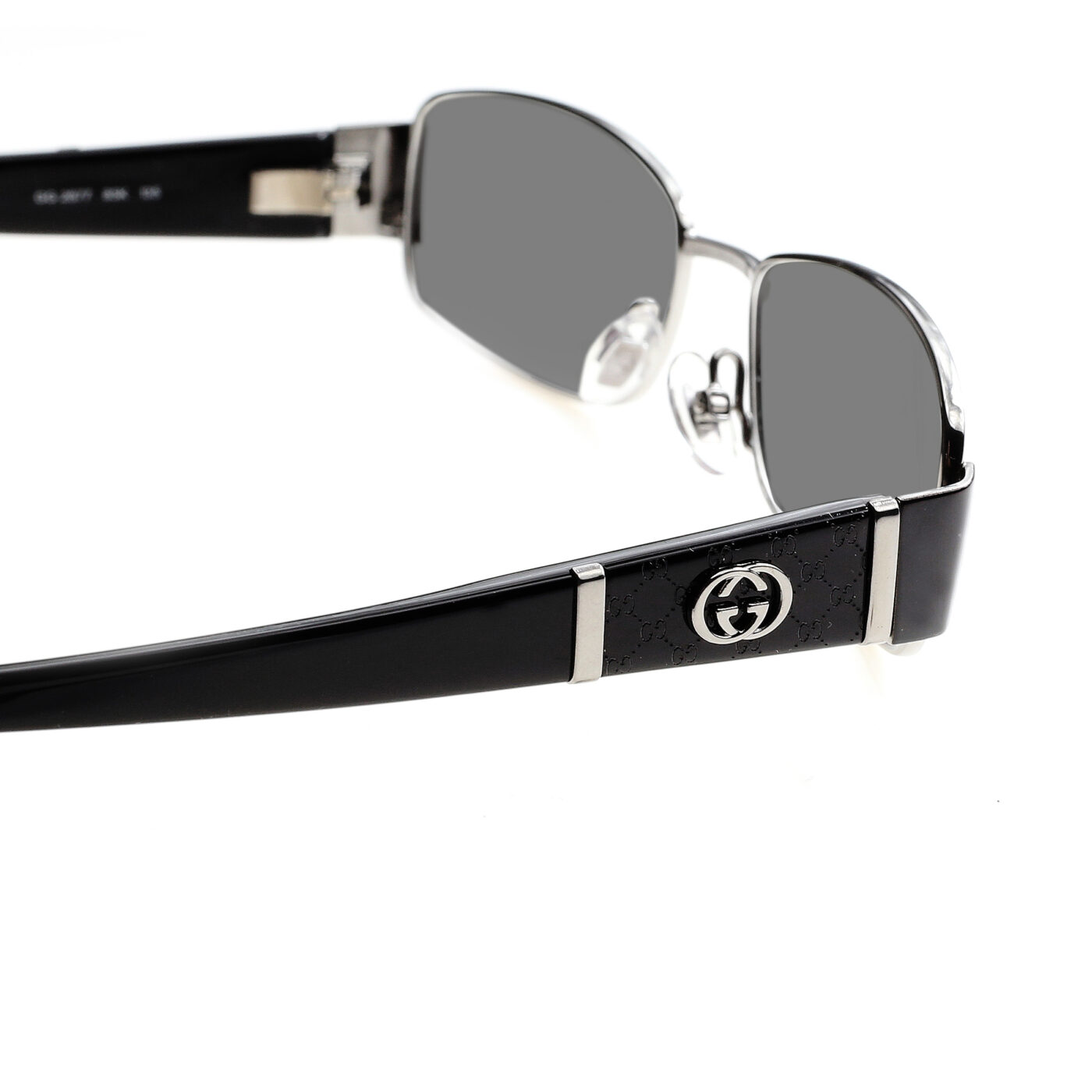 Gucci '90s Black Signature Monogram Rectangular Sunglasses with Black Lenses - Image 3