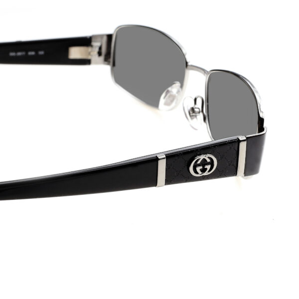 Gucci '90s Black Signature Monogram Rectangular Sunglasses with Black Lenses - Image 3