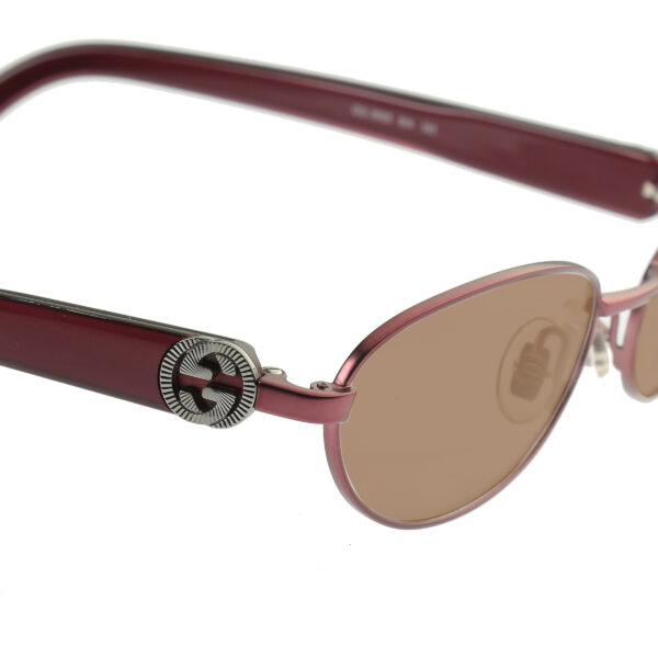 Gucci ’90s Silver Signature Cherry Red Sunglasses with Brown Lenses - Image 3