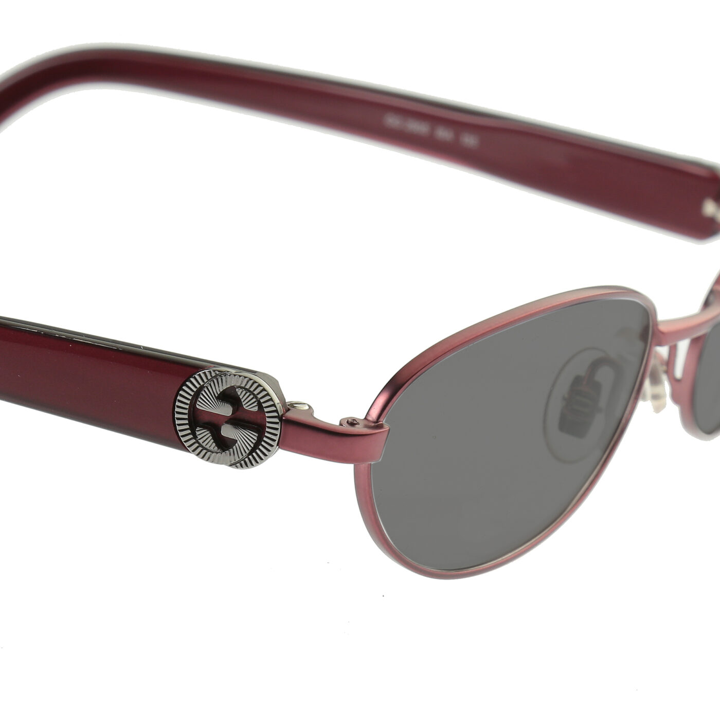 Gucci ’90s Silver Signature Cherry Red Sunglasses with Black Lenses - Image 3