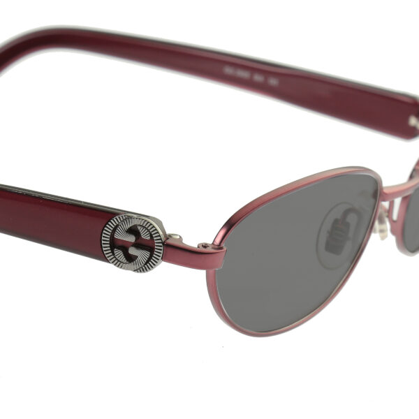 Gucci ’90s Silver Signature Cherry Red Sunglasses with Black Lenses - Image 3