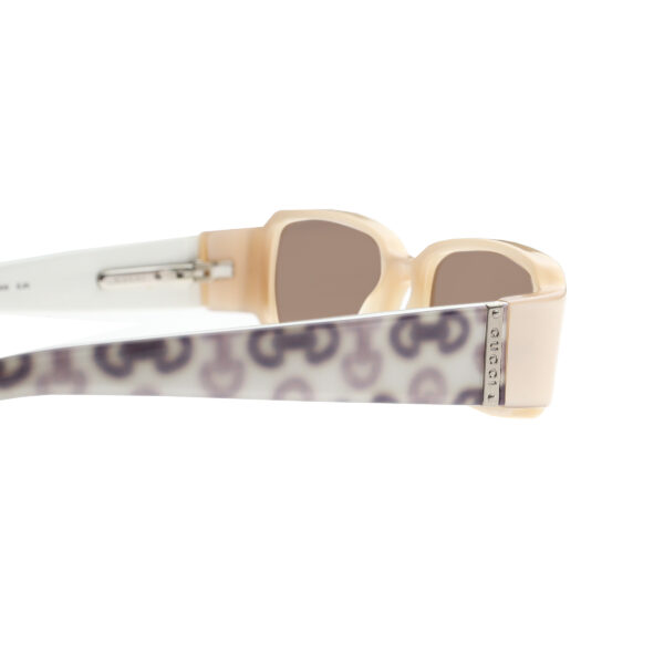 Gucci '00s Beige Monogram Horsebit Flat Sunglasses with Brown Lenses - Image 3