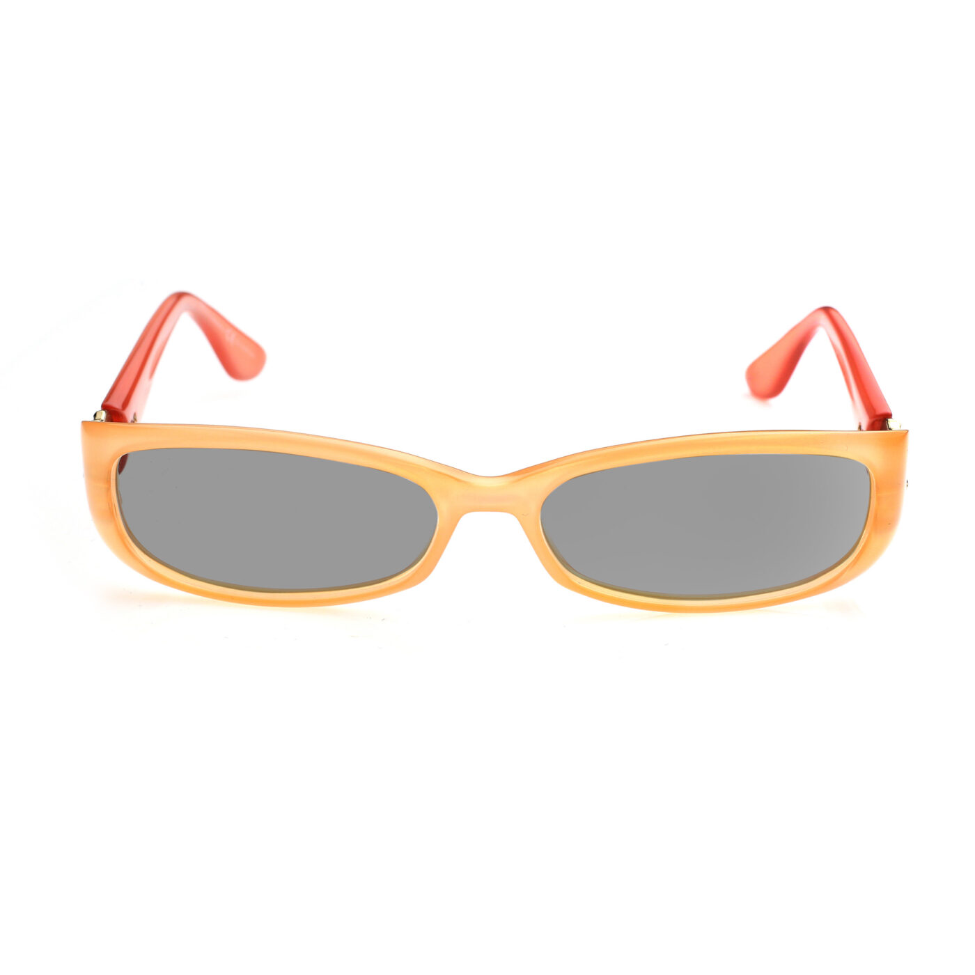 Gucci '00s Peach & Red Signature Rectangular Frame Sunglasses with Black Lenses - Image 2