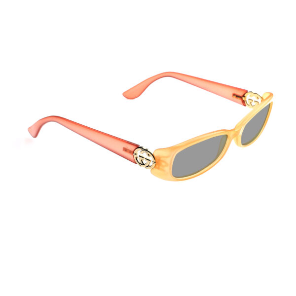 Gucci '00s Peach & Red Signature Rectangular Frame Sunglasses with Black Lenses
