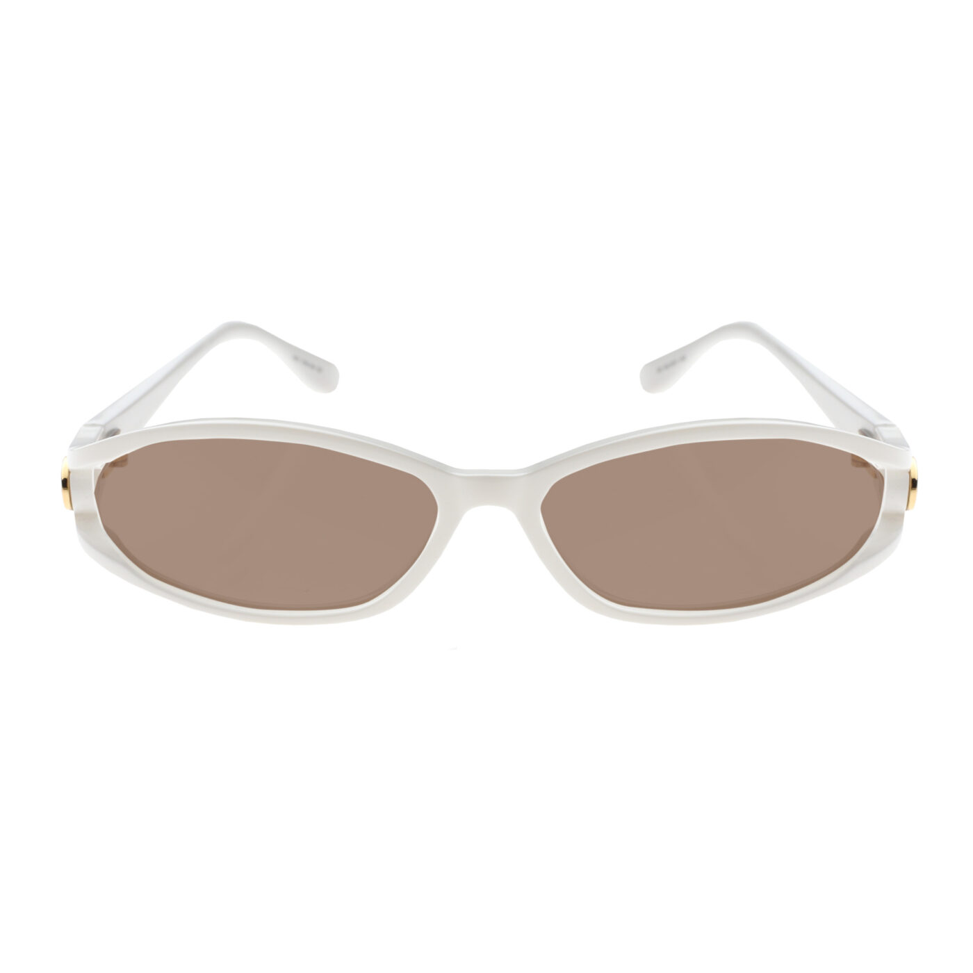 Gucci '90s White Signature Round Plastic Frame Sunglasses with Brown Lenses - Image 2