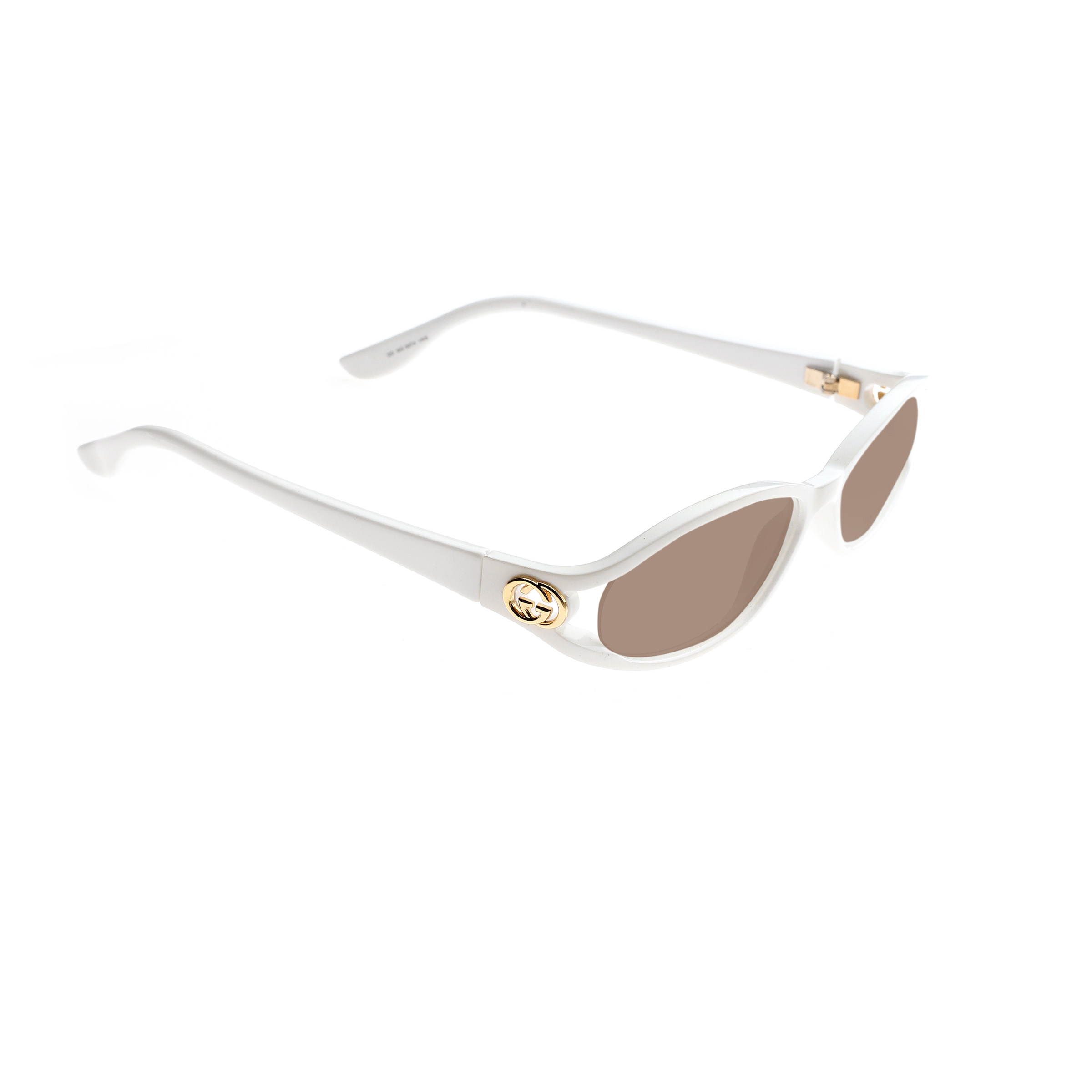 GUCCI- GG3074 VK6 (4) Gucci '90s White Signature Round Plastic Frame Sunglasses with Brown Lenses - Image 1