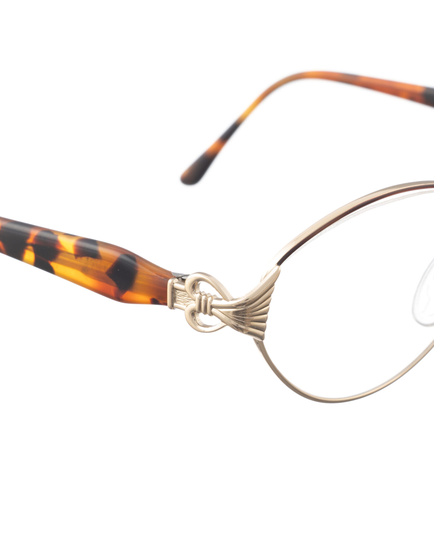 Nazareno Corsini '90s Gold & Havana Brown Round Glasses - Image 2