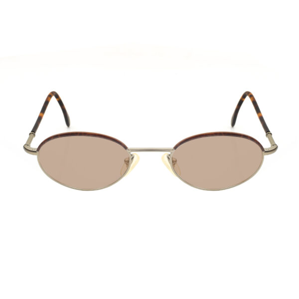 Ralph Lauren '90s Silver Dark Havana Oval Sunglasses with Brown Lenses