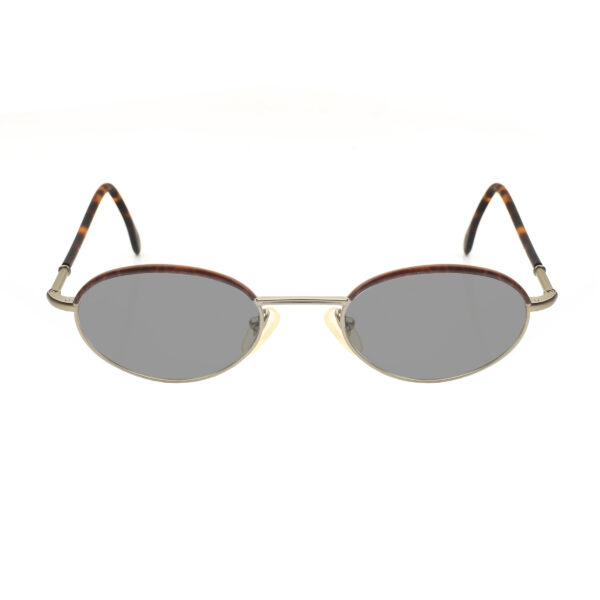 Ralph Lauren '90s Silver Dark Havana Oval Sunglasses with Black Lenses