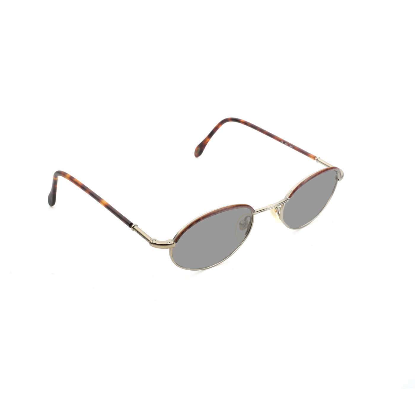 Ralph Lauren '90s Silver Dark Havana Oval Sunglasses with Black Lenses - Image 2