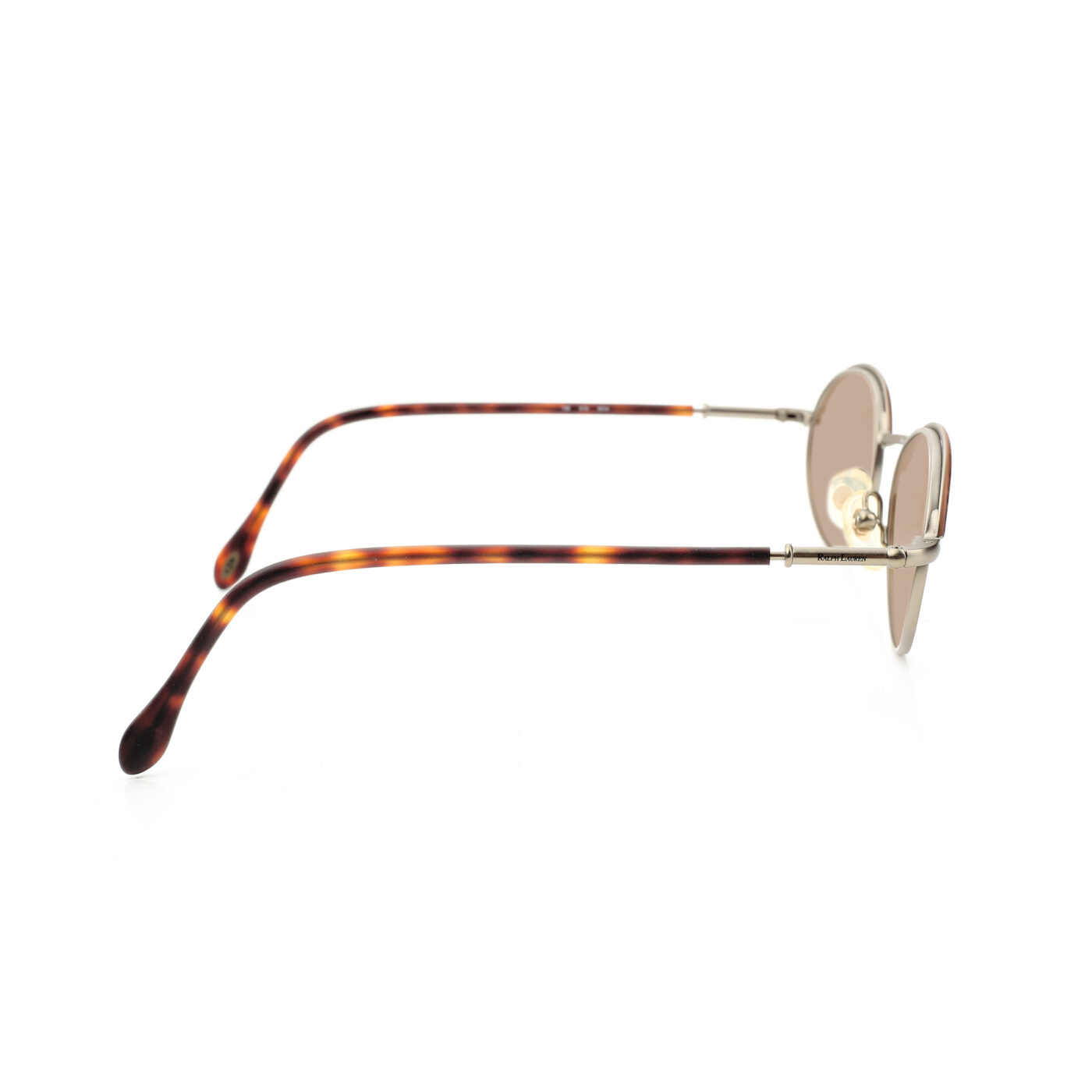 Ralph Lauren '90s Silver Dark Havana Oval Sunglasses with Brown Lenses - Image 3