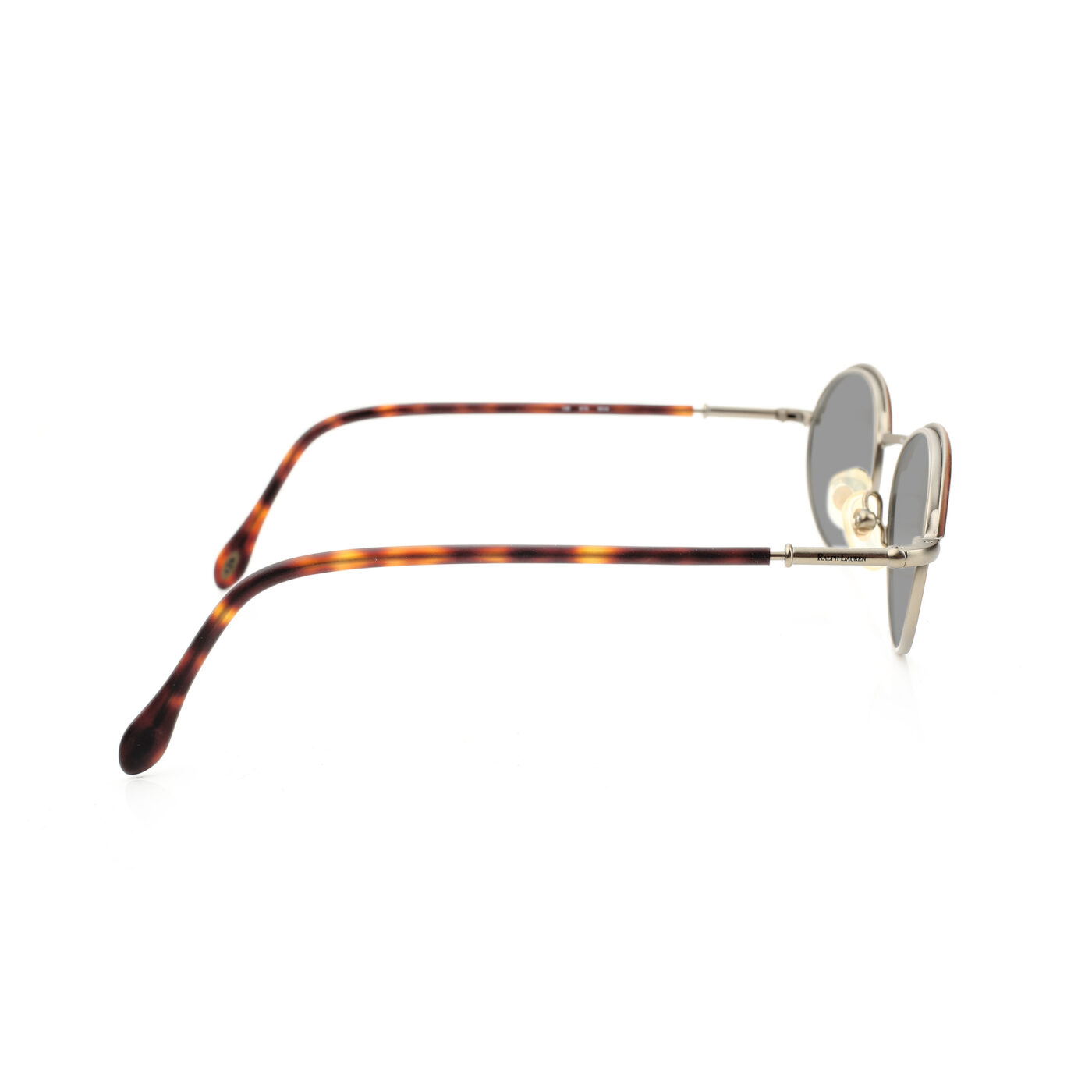 Ralph Lauren '90s Silver Dark Havana Oval Sunglasses with Black Lenses - Image 3