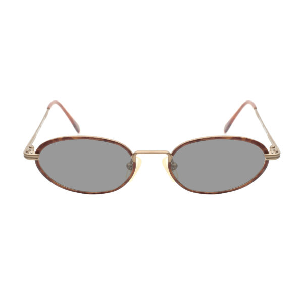 Ralph Lauren '90s Gold Dark Havana Oval Sunglasses with Black Lenses