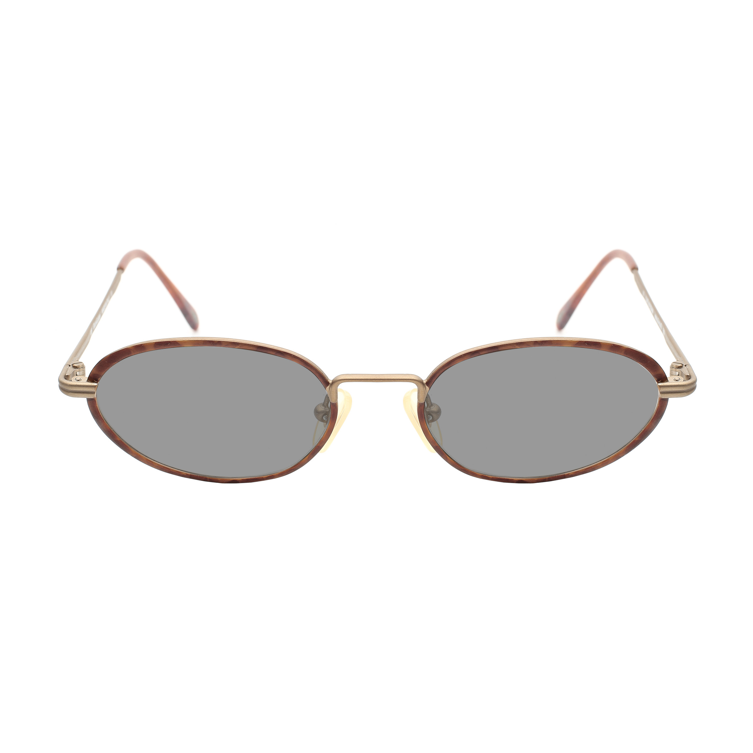 RALPH LAUREN-586 1BC () Ralph Lauren '90s Gold Dark Havana Oval Sunglasses with Black Lenses - Image 1