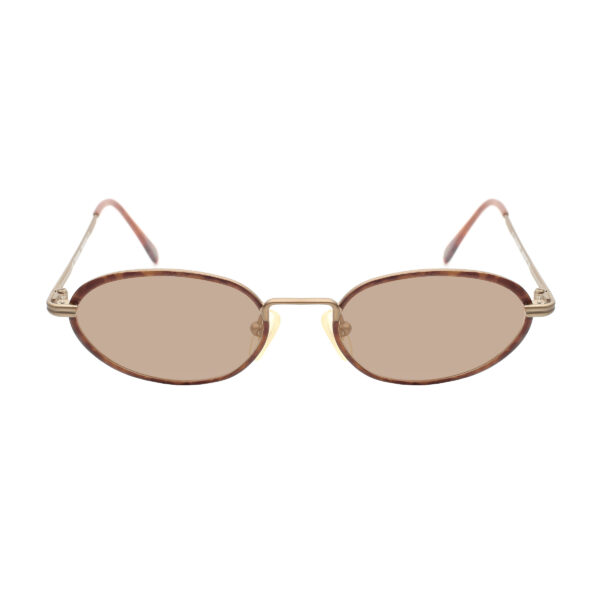Ralph Lauren '90s Gold Dark Havana Oval Sunglasses with Brown Lenses