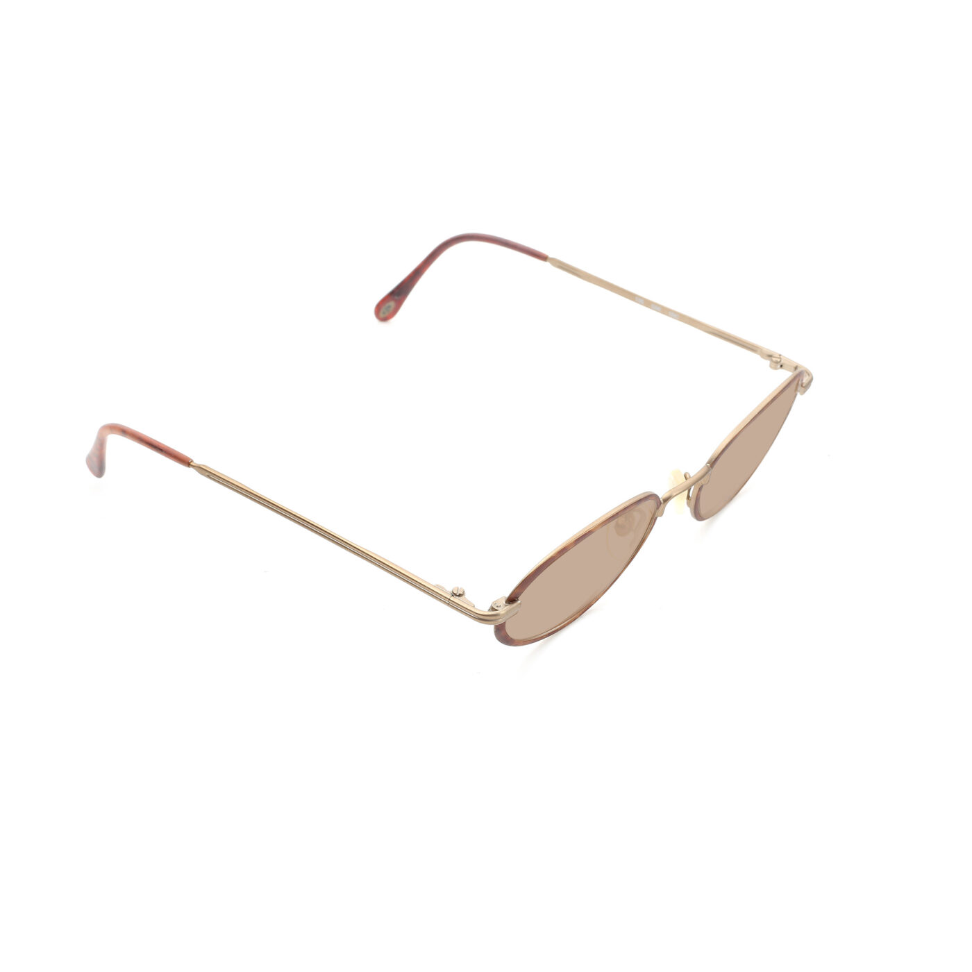 Ralph Lauren '90s Gold Dark Havana Oval Sunglasses with Brown Lenses - Image 2