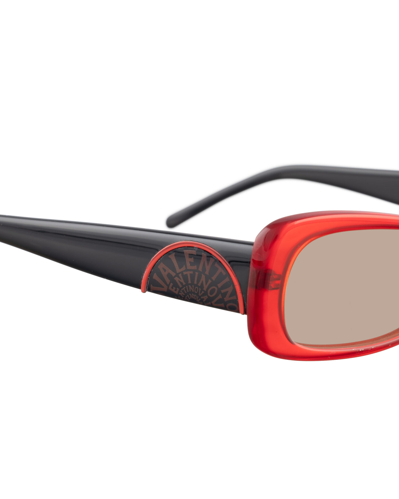 Valentino 00s Red & Black Cat Eye Sunglasses with Brown Lenses - Image 3