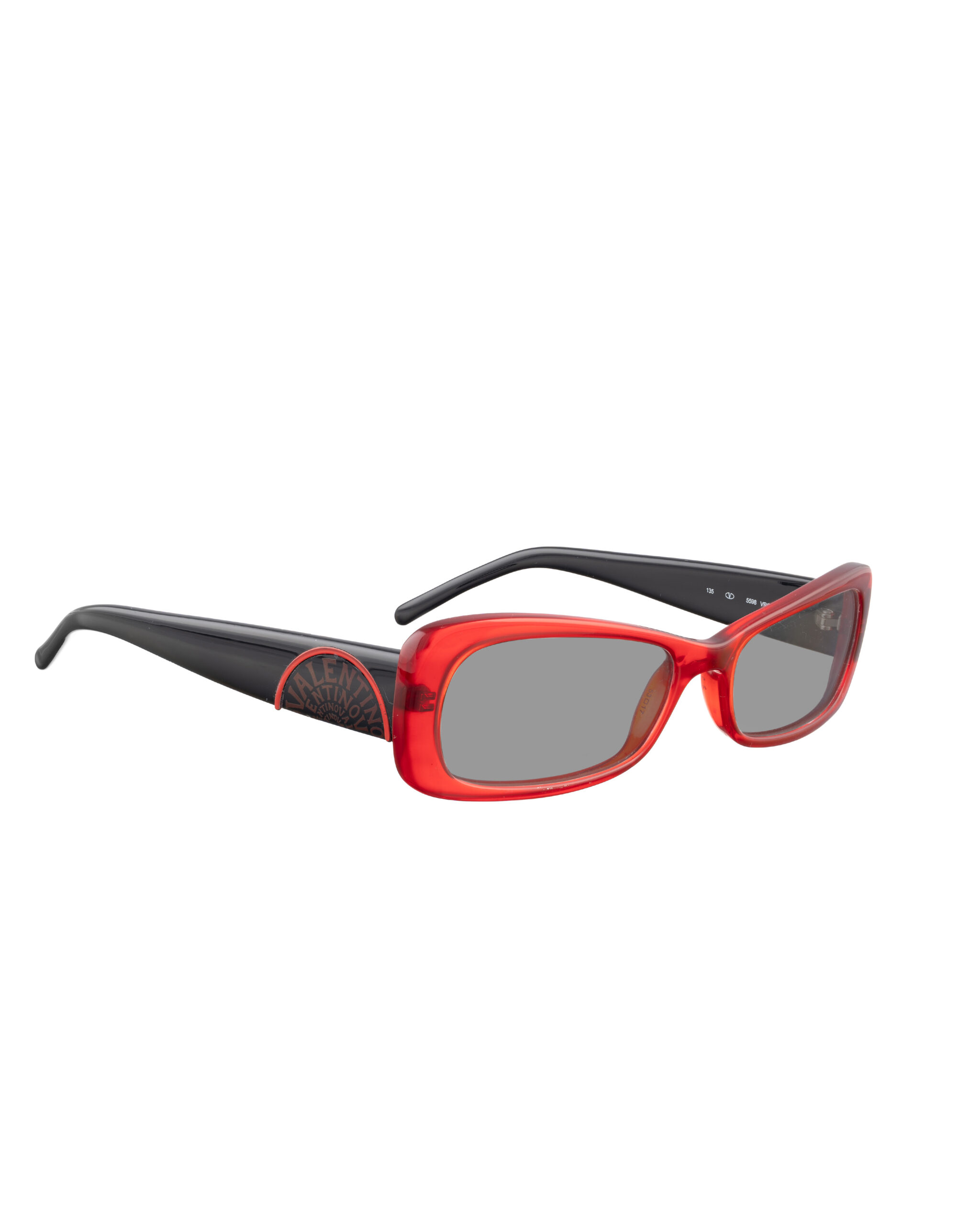 V 5598 VRO-2 -5 Valentino 00s Red & Black Cat Eye Sunglasses with Black Lenses - Image 1