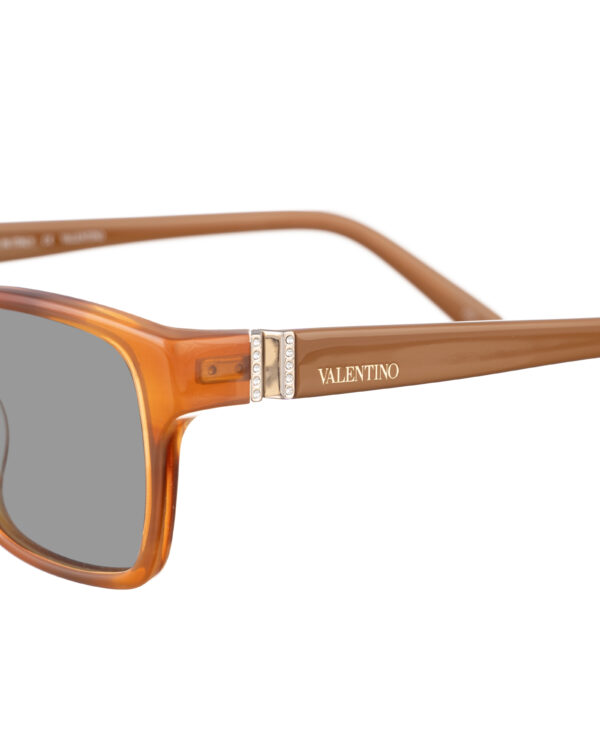 Valentino 00s Brown Caramel Plastic Sunglasses with Black Lenses - Image 3