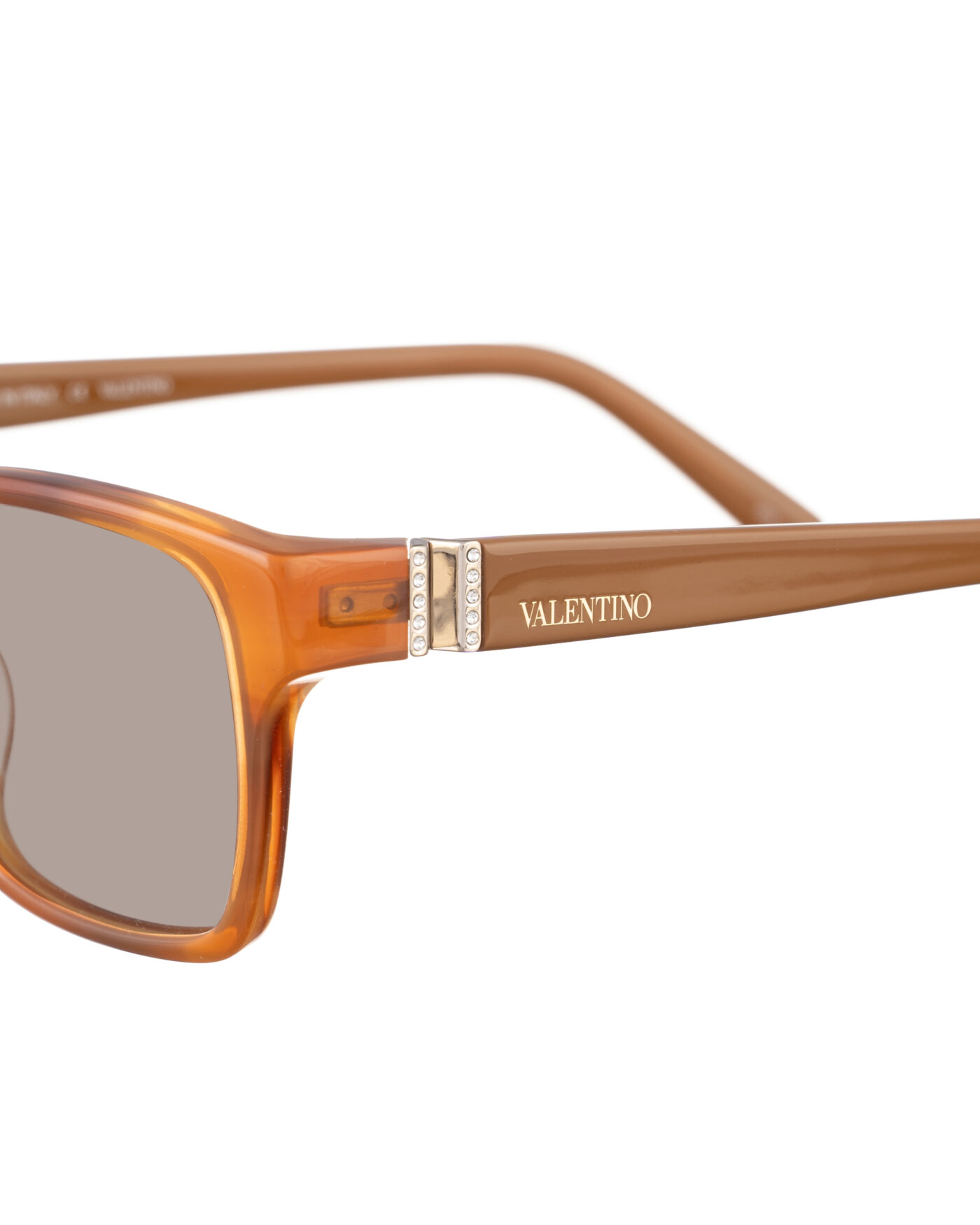 Valentino 00s Brown Caramel Plastic Sunglasses with Brown Lenses - Image 3