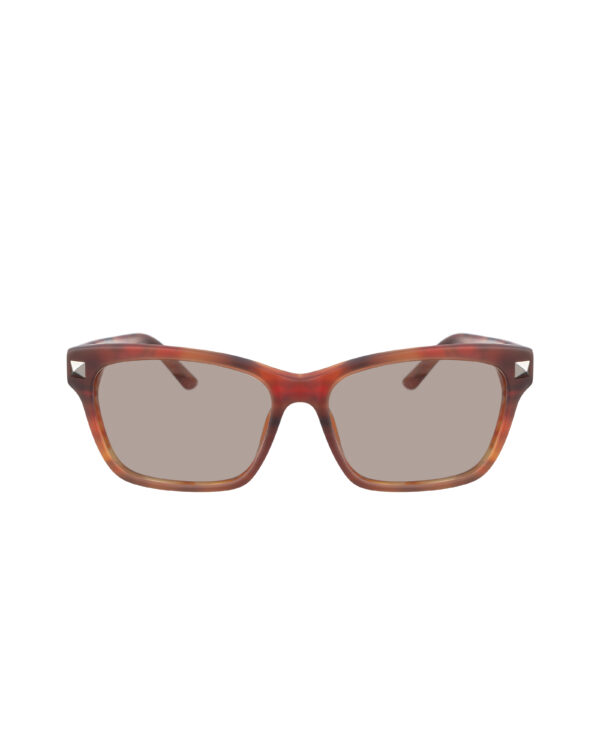 Valentino 00s Matte Havana Brown Nerdy Sunglasses with Studs & Brown Lenses - Image 2